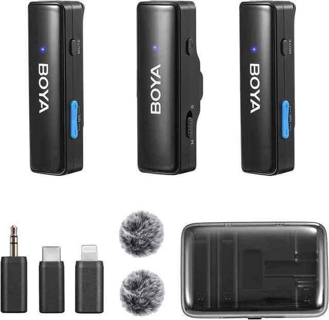 BOYA BOYALINK All-in-One Dual Mic System Wireless Lavalier Microphone for iPhone Android YouTube Live Vlogging Lapel Microphone