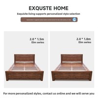 Lit double/simple en bois d'orme massif, style rustique, à tenons et mortaises, personnalisable, taille King, pour mariage ou maison d'hôtes, usine du Shandong