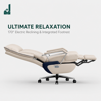 Chaise de bureau de direction haut de gamme en cuir véritable moderne avec fonction massage, hauteur réglable, base pivotante, multifonctionnelle et luxueuse