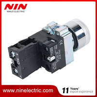 Bouton-poussoir momentané NIN 22 mm à tête autobloquante, vert, entièrement éclairé par LED, en alliage de zinc, 1NC 1NO, borne à vis, IP65