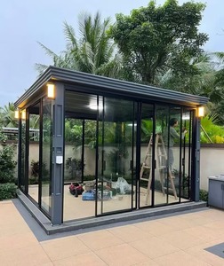 Design moderne Aluminium Verre Véranda de jardin extérieur Véranda Solarium à toit incliné Solarium - Product Image 1