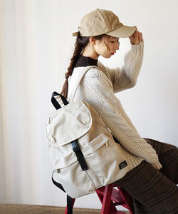 Sac à dos en nylon sergé avec rabat, sac à bandoulière pour femme, sac d'école, sac à livres, fabriqué en Chine - Product Image 3