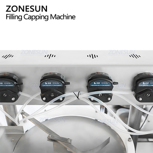 Zonesun ZS-AFC39 monoblock 4 đầu bơm nhu động lật Off kim loại nhôm Mũ Lọ dung môi rót chai máy đóng nắp - Product Image 4