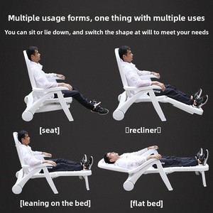 Chaise de plage minimaliste moderne, chaise longue pliante légère en plastique pour l'extérieur, idéale pour les hôtels, les piscines et les patios. - Product Image 4