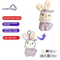 Porte-clés en peluche personnalisé en forme de lapin, design sur mesure, jouet en peluche doux, porte-clés pour cadeaux promotionnels