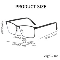 Gafas Ópticas con Marco Metálico Cuadrado de Diseño Clásico para Hombre, con Protección Anti Luz Azul y Lentes Fotocromáticas