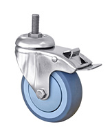 3/4/5In acier inoxydable York SS cadre Inox support M12 tige filetée gris caoutchouc thermoplastique TPR roue pivotante avec frein