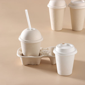 Vasos Desechables Biodegradables de Bagazo con Tapas, Vasos de Papel de Caña de Azúcar para Bebidas Calientes, para Fiestas y Campamentos - Product Image 6