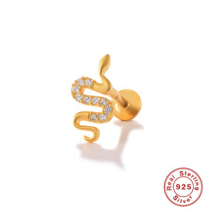 <span class=keywords><strong>Gaby</strong></span>-pendientes <span class=keywords><strong>de</strong></span> plata <span class=keywords><strong>de</strong></span> ley 925 con diseño <span class=keywords><strong>de</strong></span> flor y serpiente, joyería con hilo interno, piercing para el cartílago - Product Image 4