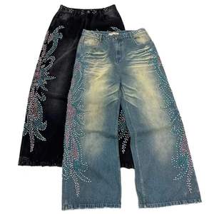 Jeans Baggy Vintage Personalizados con Lavado Ácido para Hombre, Jeans de Algodón con Pedrería, Jeans de Diseñador de Alta Calidad con Pierna Recta y Corte Acampanado para Hombre - Product Image 2