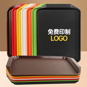 Bandejas de Servicio Rectangulares de Plástico, Gruesas, Antideslizantes, para Restaurantes, Cafeterías, Comida Rápida, Café, Té, Color Sólido, con Doble Asa - Product Image 1