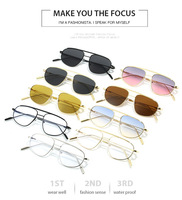 Logo personnalisé Lunettes de soleil personnalisables unisexes à tige ovale en métal et à double pont pour femmes tendance