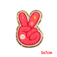 Patchs thermocollants 3D en feutre chenille motif lettres fleur dessin animé pour vêtements DIY