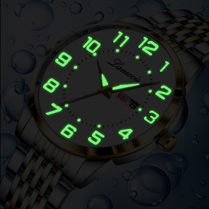 Reloj digital para hombre con esfera grande, reloj de cuarzo, reloj de pulsera sólido con correa de acero, calendario doble, resistente al agua. - Product Image 5