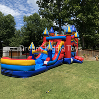 Château gonflable coloré de cirque avec double toboggan pour événements pour enfants, divertissement familial et locations pour fêtes