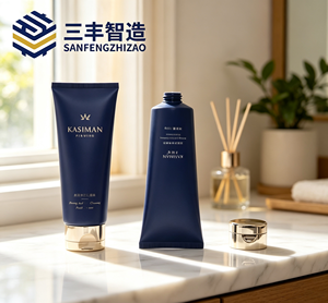 Custom Matte Dark Navy PE Squeeze Tube With Flip Top Electroplated Cap Firming Facial Cleanser - Product Image 6