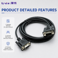 Câble Série Blindé DB9 Mâle-Femelle RS232, Faisceau de Câblage Personnalisé Longueur OEM Usine, Connecteur DB9