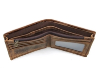 Harga Pabrik Kompetitif Dompet Kulit Vintage Crazy Horse Anti-maling Panjang Pendek Lapisan Poliester Perlindungan RFID Khusus