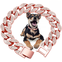 Collier pour chien en chaîne dorée de 15 mm, bijoux de luxe, lien cubain en métal pour chiens et chats