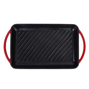 Rectangle Non-Stick <strong>Grill</strong> <strong>Pan</strong> 13 Inch Enameled Cast Iron Baking Dish with Handle - Product Image 5