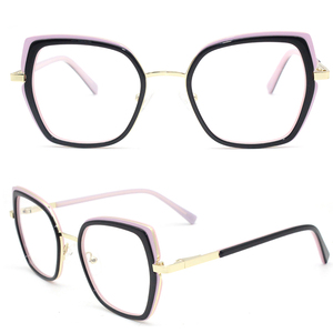 <span class=keywords><strong>AM003</strong></span> Lunettes de vue mode pour femmes Offre Spéciale Monture optique en métal acétate rose or bleu massif Face diamantée Stock prêt pour la lecture - Product Image 3