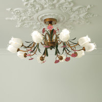 Plafonnier Floral Moderne Français pour Salon Chambre Principale Style Campagne Dimmable Floral Luminaires Intérieurs