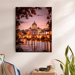 Pittura con i numeri Diy Scenery pittura a olio Canvas Kit Palace River Evening Art Hanging Picture Decor per camera da letto - Product Image 2