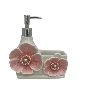 ที่ใส่สบู่เซรามิกเพ้นท์ลายดอกชบาแบบมีที่วางฟองน้ำ สำหรับห้องครัวและห้องน้ำ พร้อมโลโก้สั่งทำ - Product Image 3