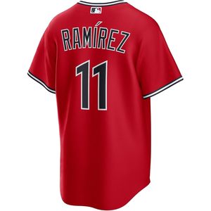 Cleveland Guardians José Ramírez # 11 Camiseta de béisbol juvenil alternativa roja con cuello en V que absorbe la humedad para niños de 4 a 20 años - Product Image 3