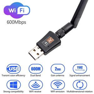 600Mbps băng tần kép 2.4G 5G internet USB Wifi Adapter mạng thu không dây Dongle với ăng-ten cho máy tính xách tay Máy tính để bàn <span class=keywords><strong>Windows</strong></span> - Product Image 3