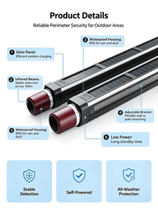 Sistem Alarm Keamanan Perimeter Nirkabel Sensor Sinar Inframerah Aktif Bertenaga Surya  Tahan Air Anti-pengusir IR untuk Luar Ruangan - Product Image 3