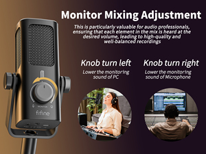 Fifine amplitank profile3 Loại C mic podcast Microphone phòng thu chuyên nghiệp microphone condenser microphone - Product Image 5