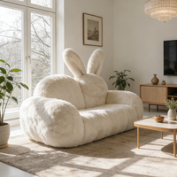 Canapé-lit en fourrure de lapin moelleux de luxe, esthétique, blanc, fauteuil lounge en fourrure, confortable, doux, en polaire, pour la chambre d'enfant, la salle de jeux, décoration