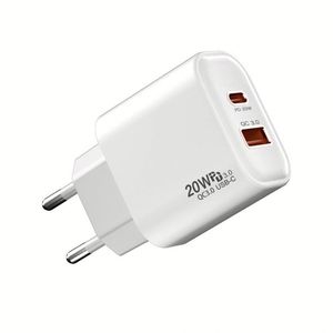 Chargeur mural super rapide PD 20W 2 ports de haute qualité, adaptateur USB A+C, chargeur de voyage pour téléphone, prise EU US UK - Product Image 6