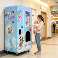 Distributeur automatique intelligent de crème glacée et de yogourt glacé, écran 27 pouces, paiement sans espèces, pour campus scolaire