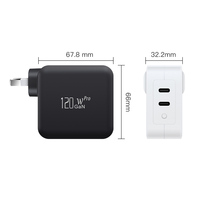 Adaptateur secteur mural double USB-C PD, alimentation 120W GaN, chargeur rapide pour téléphone portable, ordinateur portable, compatible avec Infinix, Mi, Redmi, iPhone, Macbook