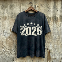 T-shirts personnalisés Hongguan, imprimés, vintage, lavés, pour hommes, coupe ample, en coton léger, manches courtes, effet usé