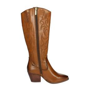Botas de cuero de media pantorrilla para mujer Carmela 161100 Marrón con tacón de cuero - Product Image 4
