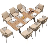 Ensemble de table et chaises de jardin en aluminium pour l'extérieur, style moderne et décontracté, pour hôtel, jardin, resort, cour