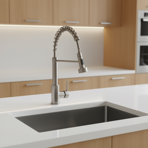 Grifo de Cocina Extraíble de Níquel Cepillado, Monomando, Montaje en Encimera, Diseño Moderno, Instalación de 1 Orificio - Product Image 2