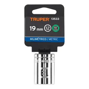 Juego de Llaves de Tubo de 19 mm, 12 Puntas, Accionamiento de 1/2'', Marca TRUPER - Product Image 4