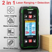 Détecteur rechargeable 2 en 1 télémètre laser 0.05-120m métal fil sous tension bois scanner mural