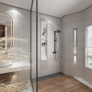 Aquacubic <span class=keywords><strong>Salle</strong></span> <span class=keywords><strong>de</strong></span> <span class=keywords><strong>bain</strong></span> murale 14 "* 96" <span class=keywords><strong>Niche</strong></span> Douche Triple Étagère Encastrée - Product Image 5