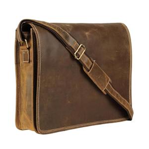 Sac messager unisexe de luxe en cuir véritable souple HAWKS INTERNATIONAL MERCHANTS avec bandoulière - Product Image 3
