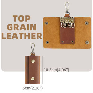 BEARKY pochette Faraday en cuir véritable haute qualité clé portefeuille sac breloque pour clés de voiture pour <span class=keywords><strong>Audi</strong></span> clé couverture disque dur externe voiture - Product Image 4