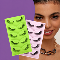 Faux cils en fibre synthétique végétalienne, naturels 3D, effet œil de chat, demi-bande et bande complète, personnalisables avec logo et marque privée, vente en gros
