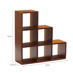 Armoire à grille trapézoïdale en bambou, rangement et présentoir décoratif de style chinois rétro minimaliste moderne, support de rangement et de présentation pour service à thé - Product Image 4