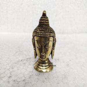 Statue tête de bouddha en laiton antique, statue de bouddha, petite taille - Product Image 1