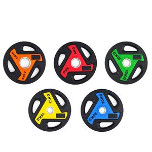Disques d'haltérophilie à trois trous <span class=keywords><strong>en</strong></span> caoutchouc pour fitness, plaque d'haltères <span class=keywords><strong>en</strong></span> <span class=keywords><strong>fonte</strong></span> colorée pour compétition - Product Image 4