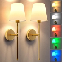 Appliques Murales Intérieures Dorées RVB Dimmables Sans Fil à Piles avec Télécommande Rechargeables pour Salon